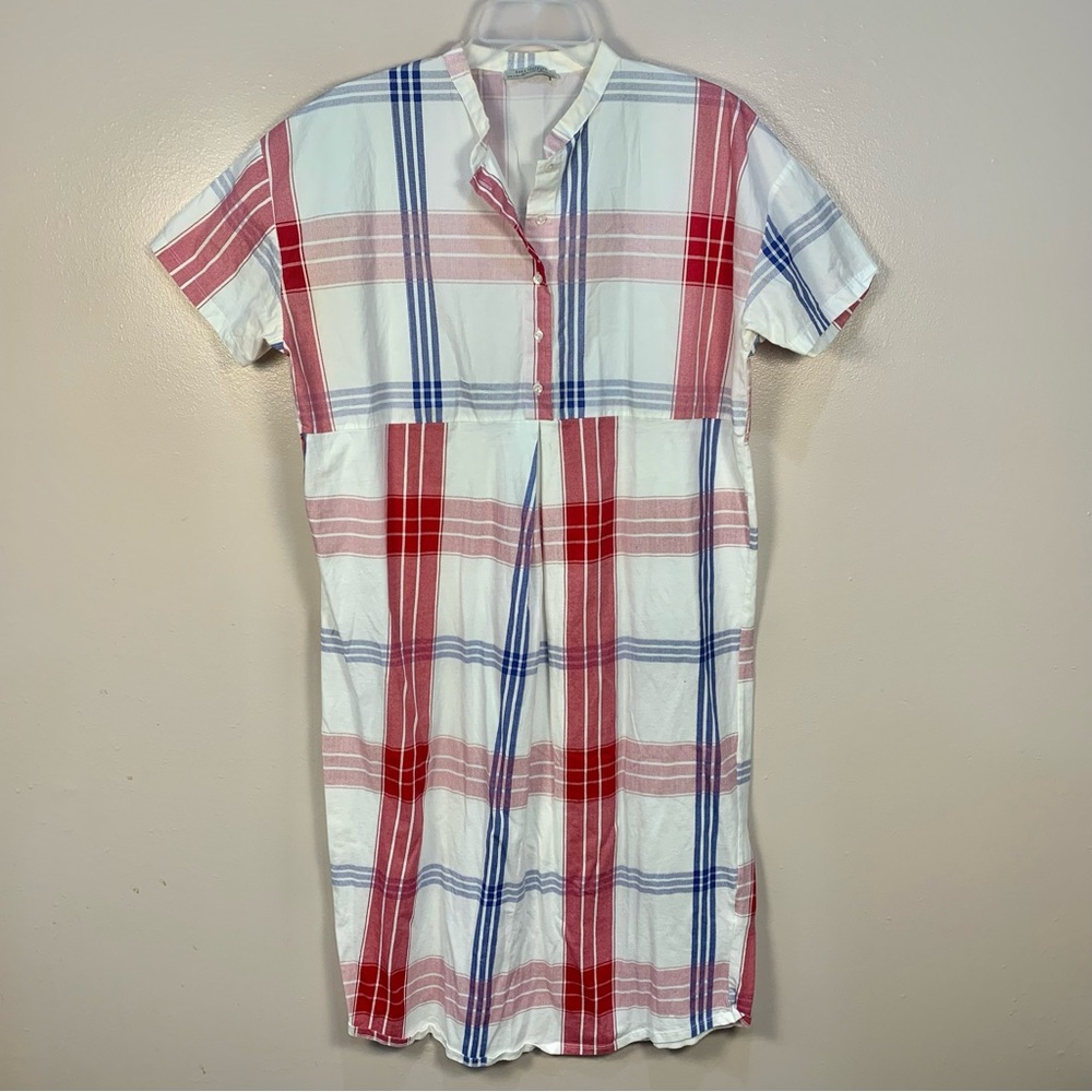 ZARA Check Plaid Flannel Midi Shirt Dress Trendy Oversized - Picture 3 of 14